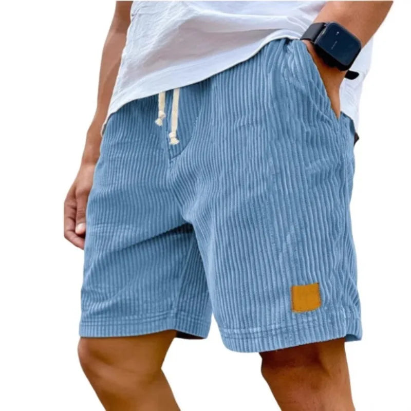 Men's Retro Corduroy Casual Shorts Men Fashion Solid Sweatpants