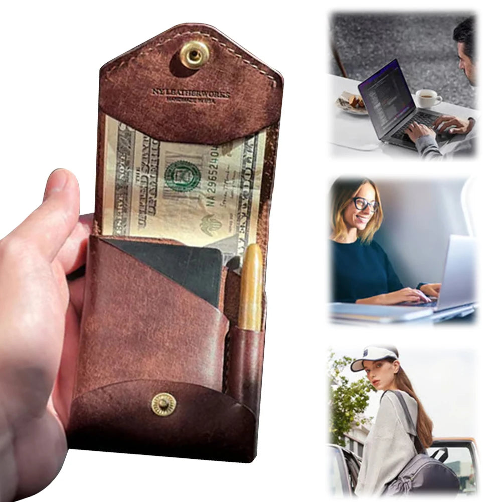 Money Wallet Bi-Fold ID Card Clip Case Complimentary Fountain Pen Slim Minimalist Wallet for Daily Commuting Business and Travel