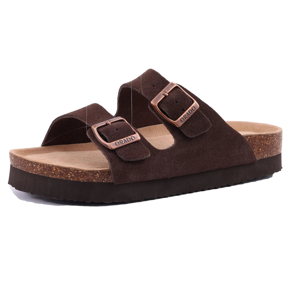 Litfun Retro Cork Clogs Slippers For Men Fashion Men Mules Shoe with Arch Support Unisex Classic Beach Shoes Men's Suede Sandals