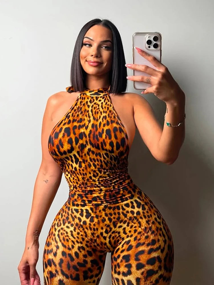 Women's Colorful Print Halter Romper Summer Sexy Hipster Backless Stretch Fit Tight Playsuit Medium Stretch Woven Polyester