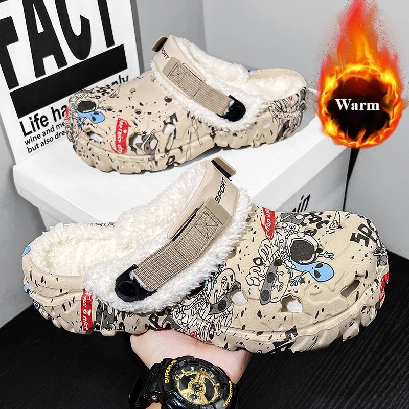 Soft Indoor Women Slippers Summer Removable Sandals Men Non Slip Plush Fur Clogs Big Size Slippers 47