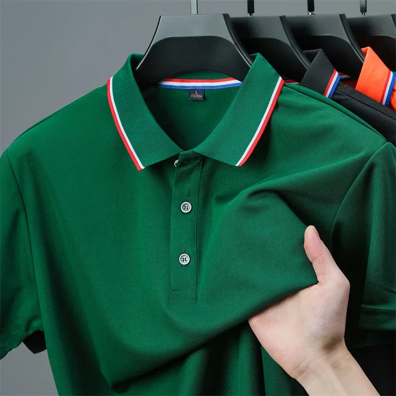 Men's Casual Solid Color Short Sleeve Polo Shirt