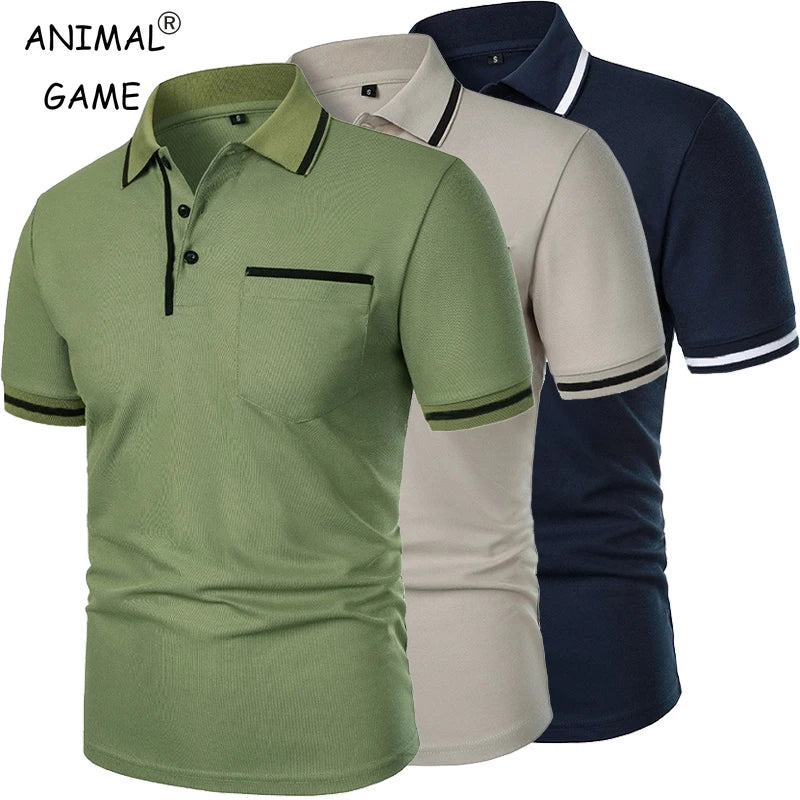 New Men's Short Sleeve Polo Shirts Solid Color Casual T-shirt