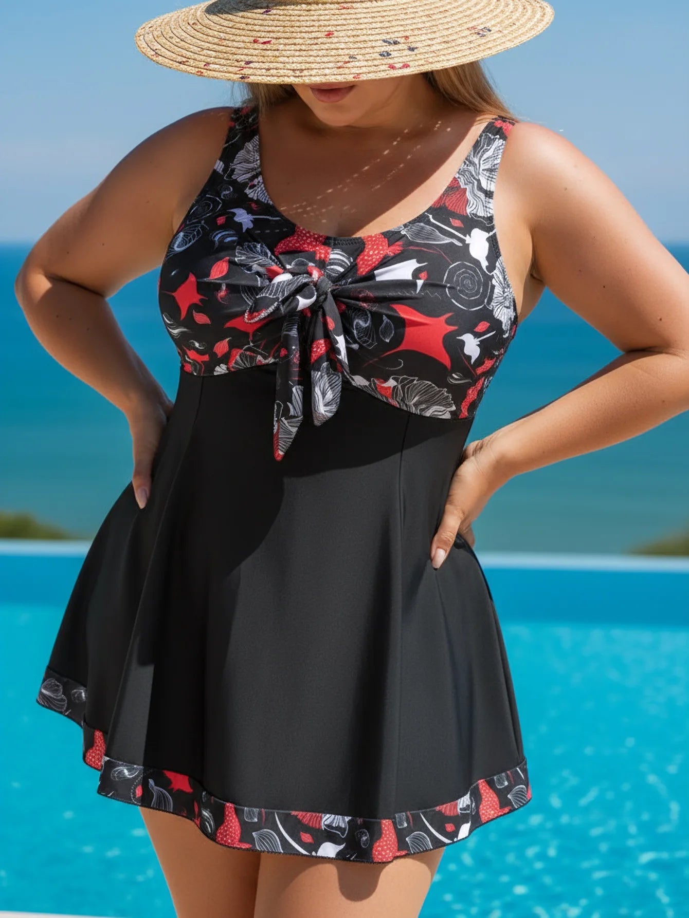2 Piece Floral Large Plus Size Swimsuit