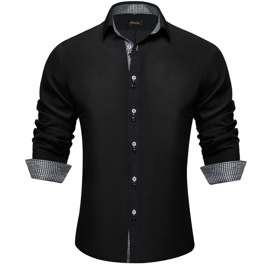 Men's Polyester Cotton Shirts Long Sleeve Paisley Patchwork Social Casual Dress Shirt