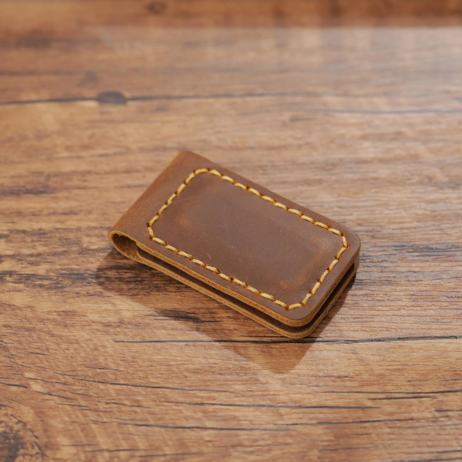 Genuine Leather Money Clips Mini Wallets for Men Slim Front Pocket Magnetic Banknote Clip Minimalist Retro Men's Small Purses
