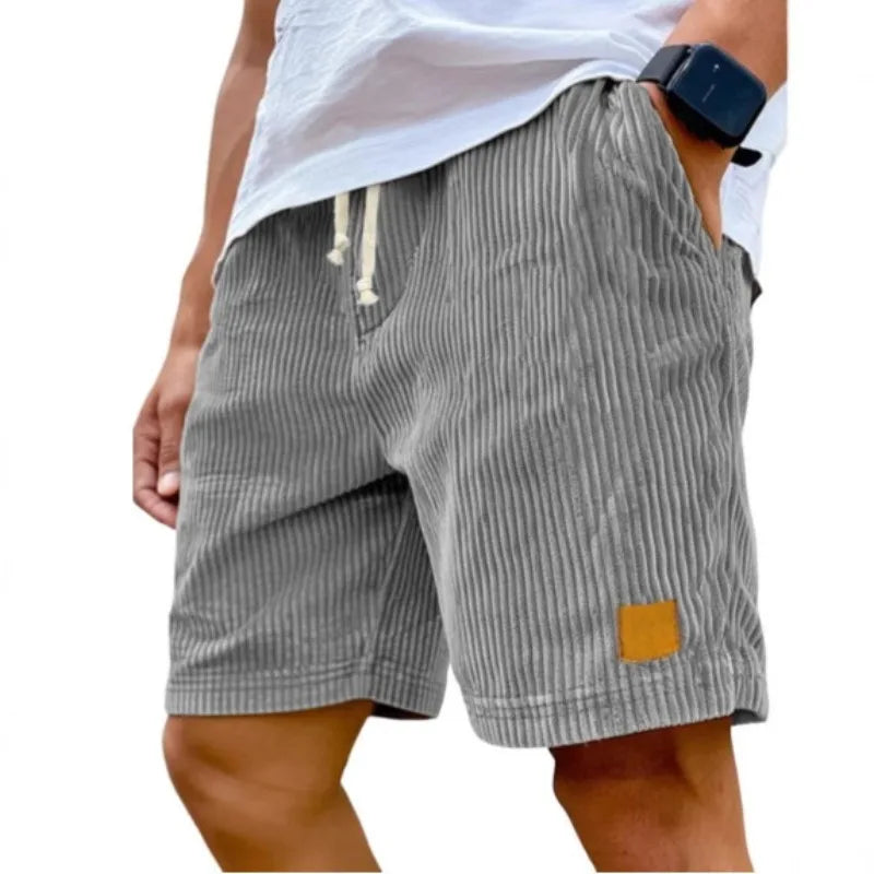 Men's Retro Corduroy Casual Shorts Men Fashion Solid Sweatpants