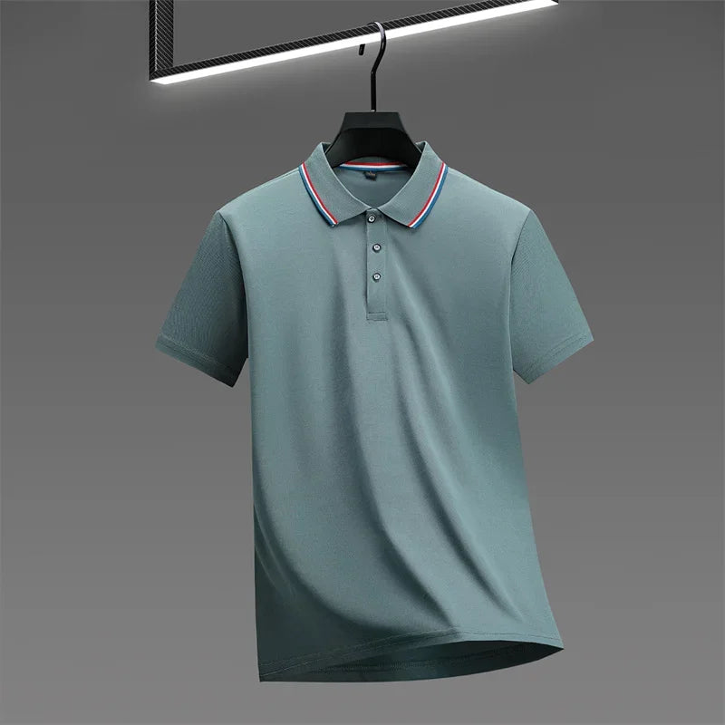 Men's Casual Solid Color Short Sleeve Polo Shirt