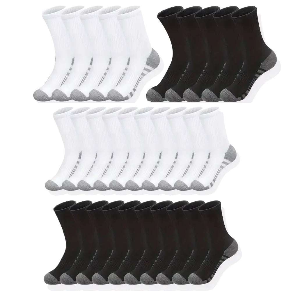 10/30 Pairs Men's Running Socks Soft Comfortable Summer Sweat Wicking Breathable Basketball Sports Socks for Active Lifestyle