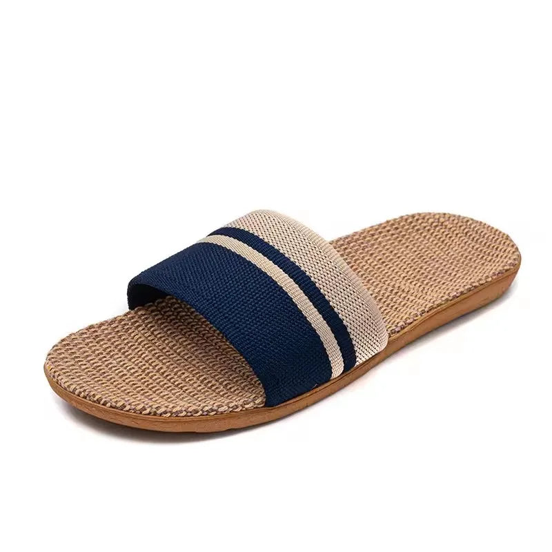 Linen Slippers Non-Slip Breathable Shoes Universal Open-Toe Home Sandals For All Seasons