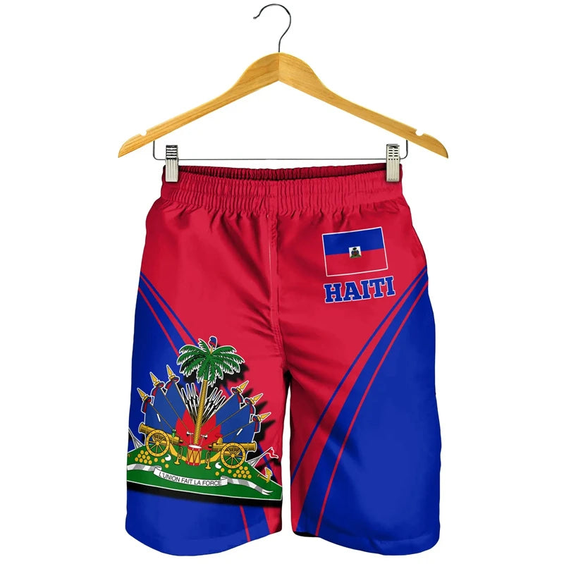 Haiti Flag 3D Printed Men Swim Sport Beach Shorts