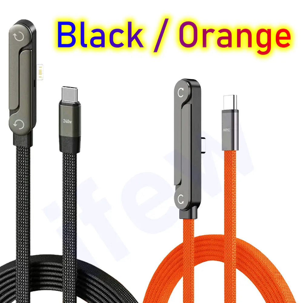 USB Type C Flat Charger Charging Cable C Kick Cable Stand With Invisible Support Foldable Phone Holder 240W Charge Wire Bracket