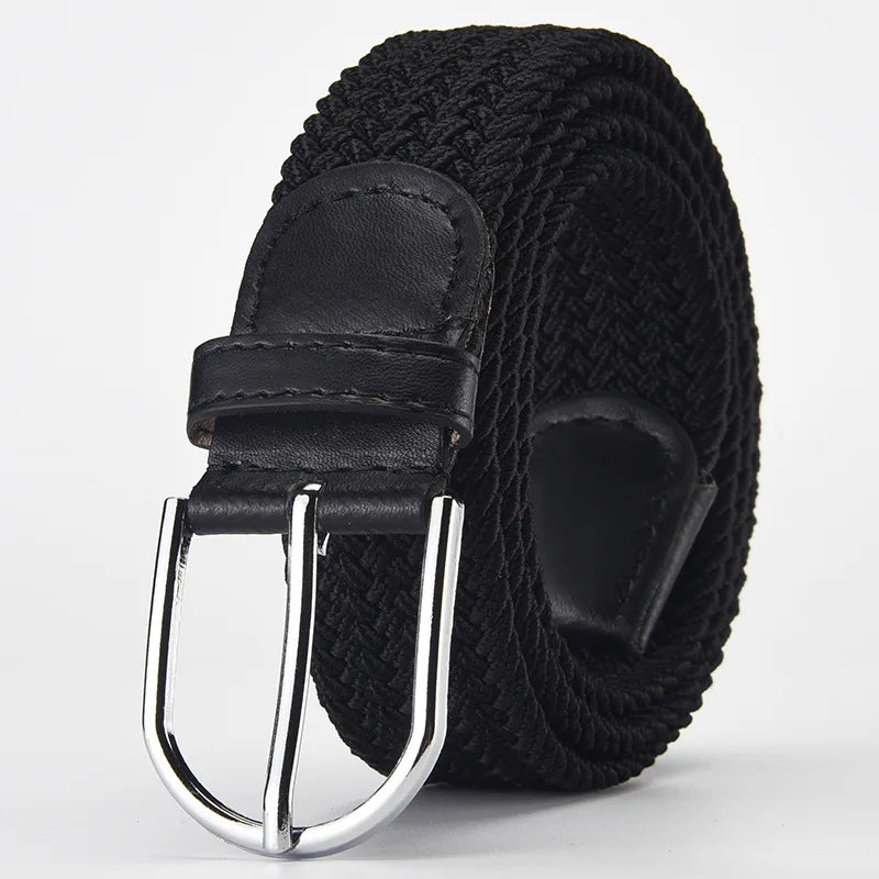 Luxury Woven Stretch Casual Alloy Buckle Needle Elastic Canvas 105cm Unisex