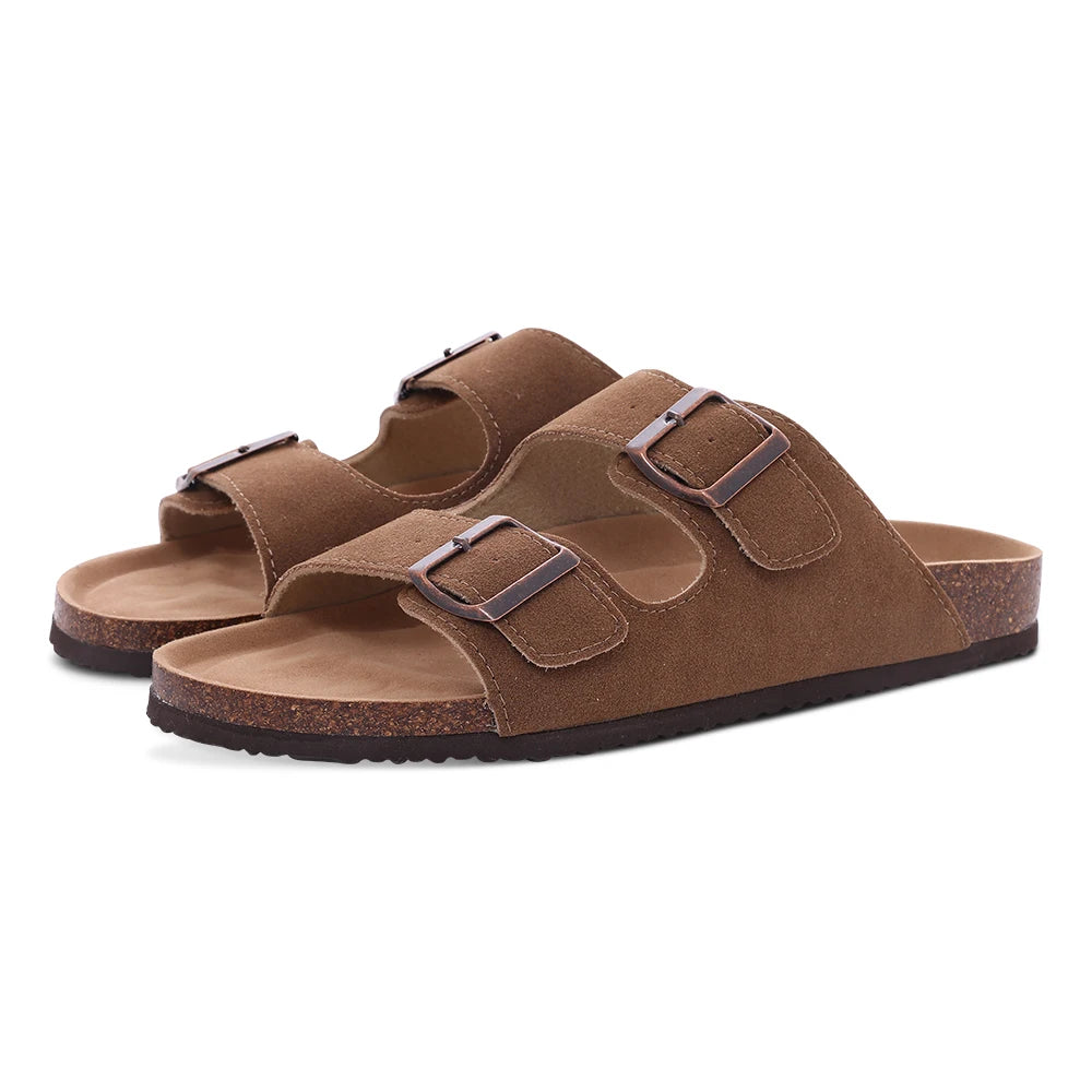 Litfun Retro Cork Clogs Slippers For Men Fashion Men Mules Shoe with Arch Support Unisex Classic Beach Shoes Men's Suede Sandals