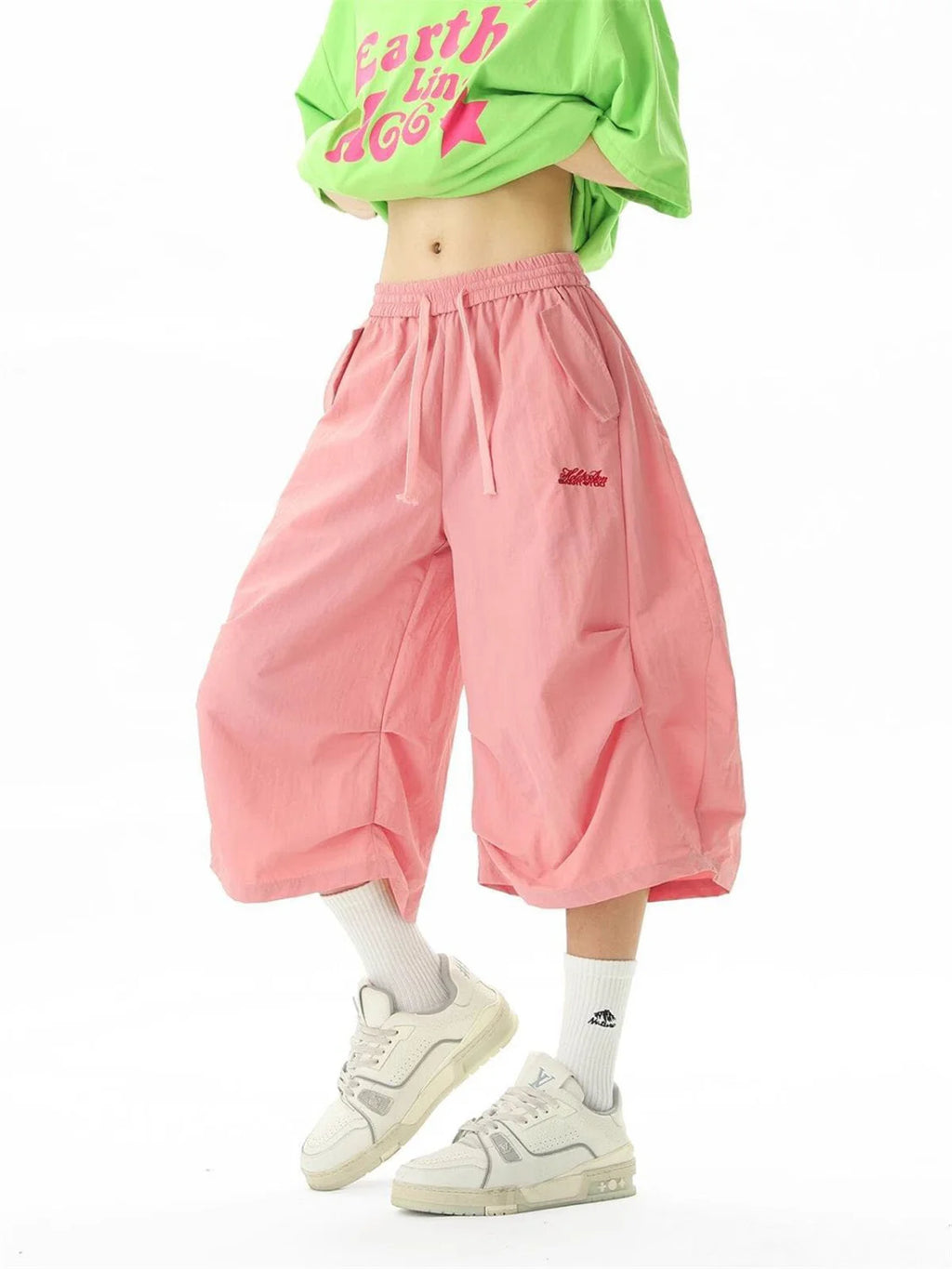 Harajuku Y2K Cargo Shorts Women Streetwear Loose High Waist Calf Length Pants Vintage American Summer Hip Hop Paratrooper Shorts