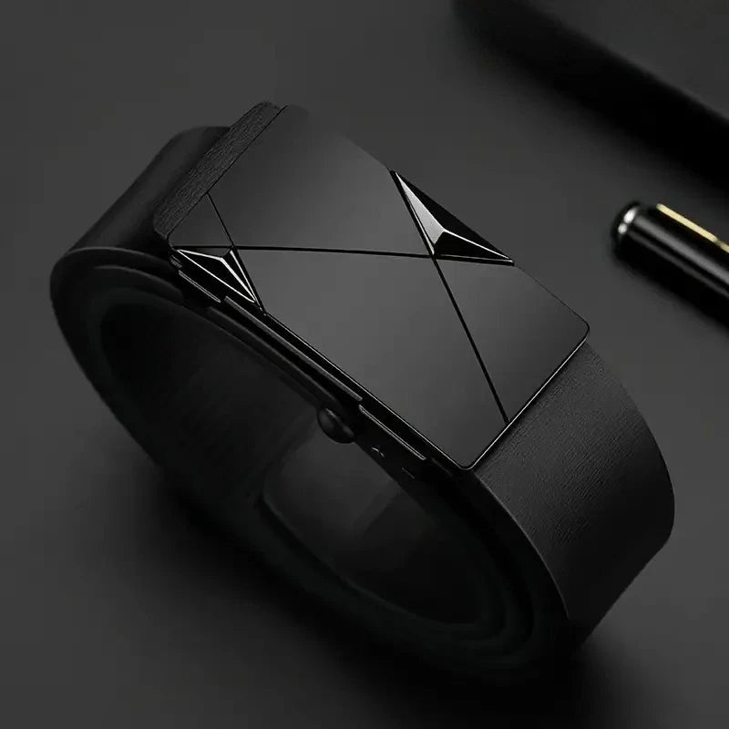 Men's Leather Belt Fashion Automatic Buckle Cowskin Male Belts Luxury Designer Black belt