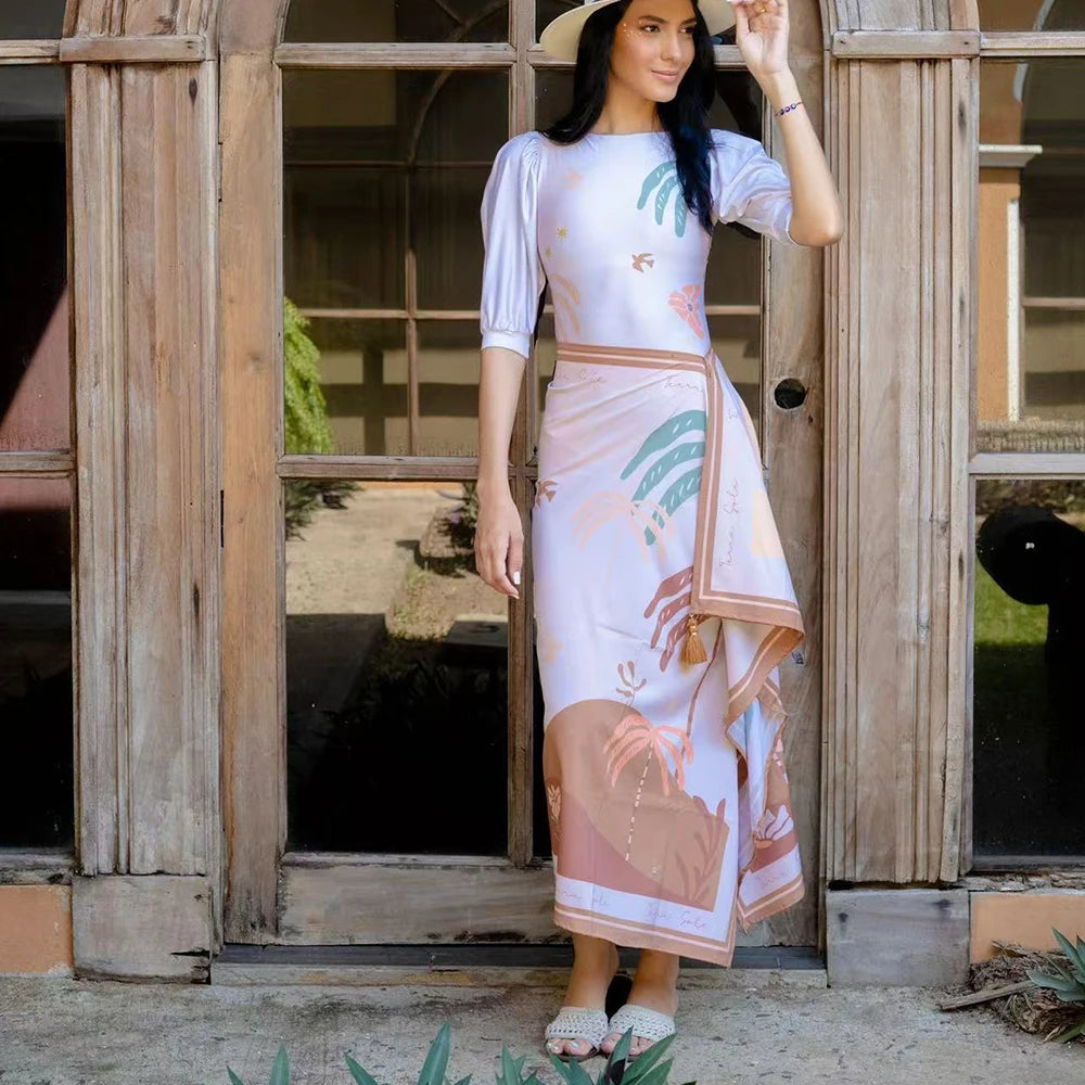 Women's Swimwear Split Sports Skirt-Style Long-Sleeved Thai Thin Two-Piece Bathing Suit