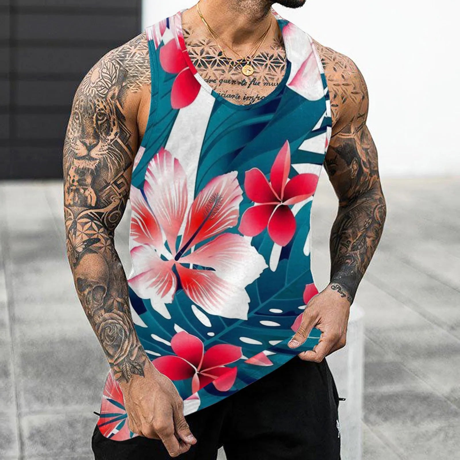 Hawaiian Fashion Men's Sleeveless Tank Top