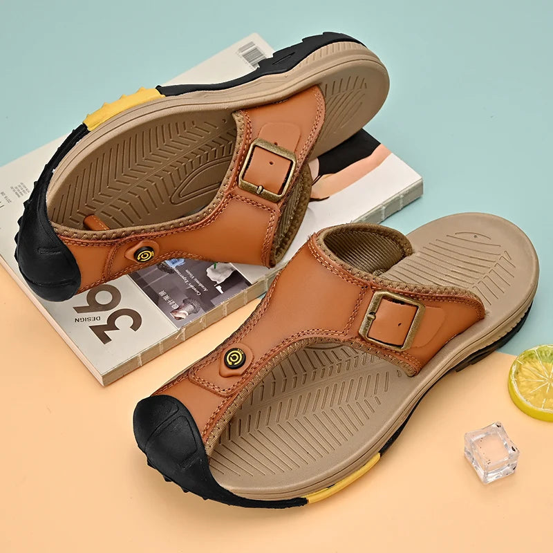 Leisure Walk Summer Slippers for Men Soft Sole Slides Outdoor Male Flip Flops All-match Casual Sandals Travel Wading Aqua Shoes