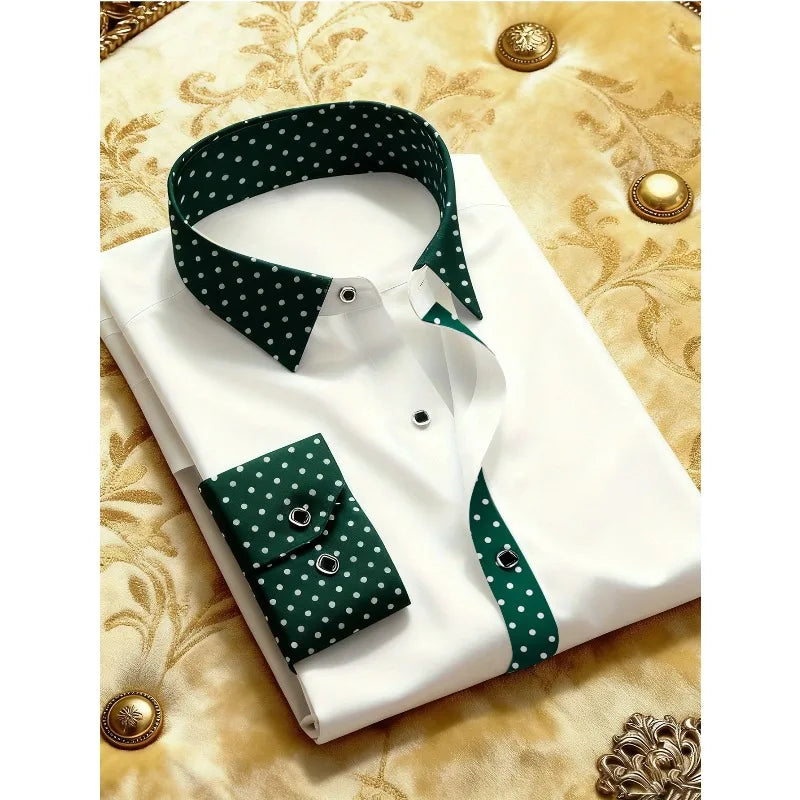 Men's Shirt Brand New Arrival Patchwork Four Season Tuxedo Long Sleeve Smart Casual Elastic Male Business Shirts