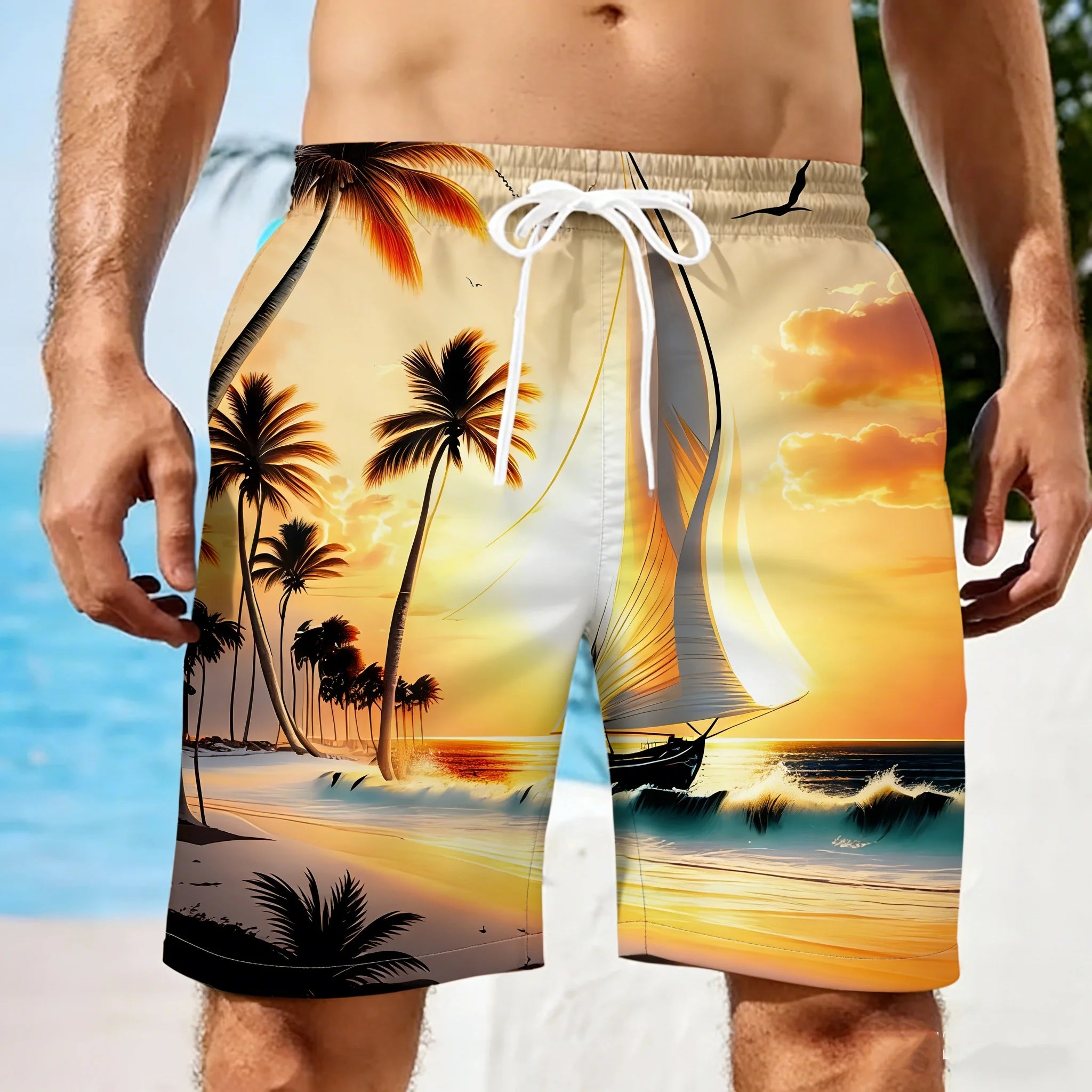Men's Summer Short Beach Vacation Hawaiian 3D Printed Graphic Short