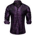 Men's Shirts Long Sleeve Polyester Dress Shirts Luxury Tuxedo Turn Down Collar Social Paisley Shirt Men Clothing