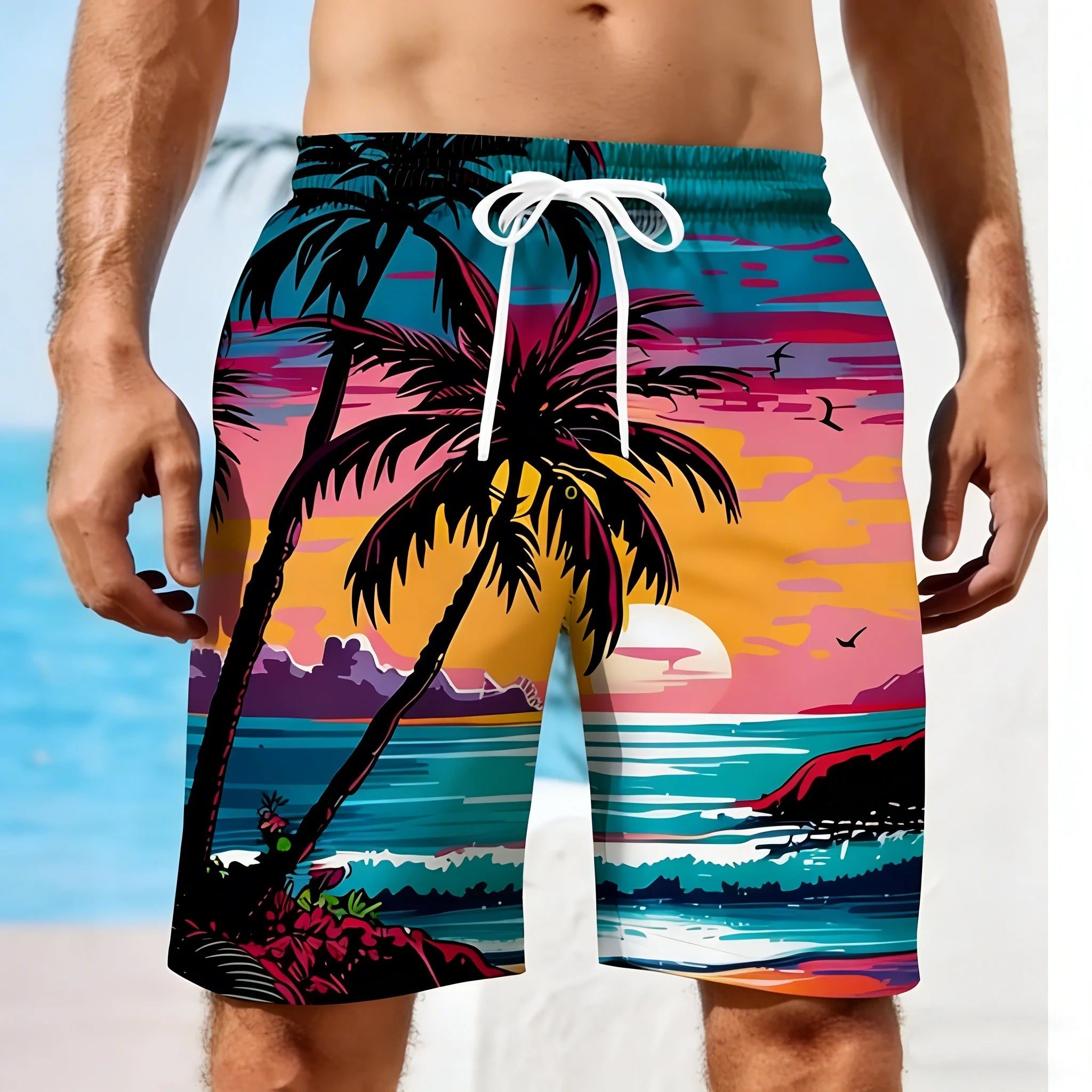 Men's Summer Short Beach Vacation Hawaiian 3D Printed Graphic Short