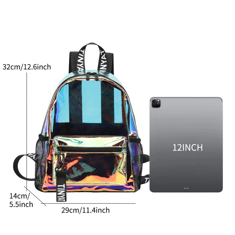 TINYAT PVC Clear Backpacks for Women Stylish Music Festival Water Resistant School Bag ita Bag for Easy Inspection During Travel
