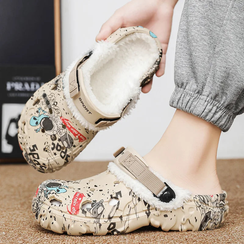 Soft Indoor Women Slippers Summer Removable Sandals Men Non Slip Plush Fur Clogs Big Size Slippers 47