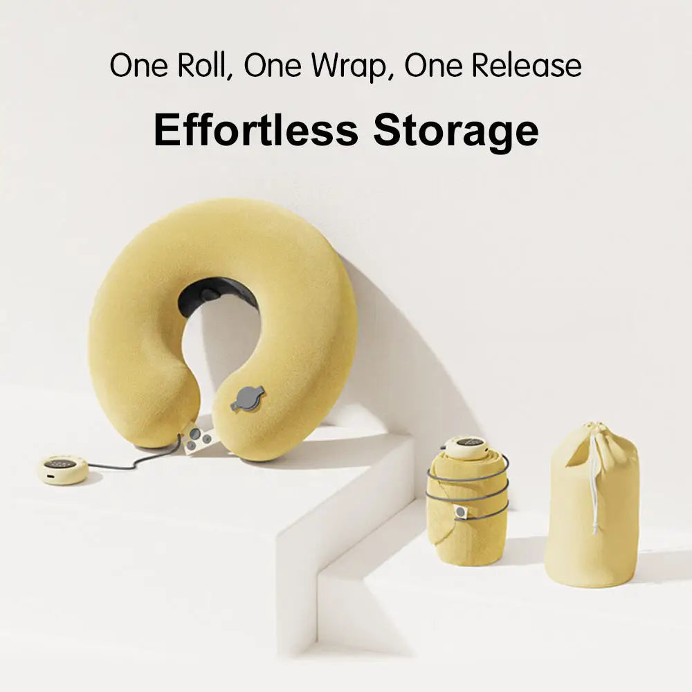 Portable Inflatable U-Shaped Neck Pillow Massage Pillows Travel Camping Lunch Break Office Nap Neck Support