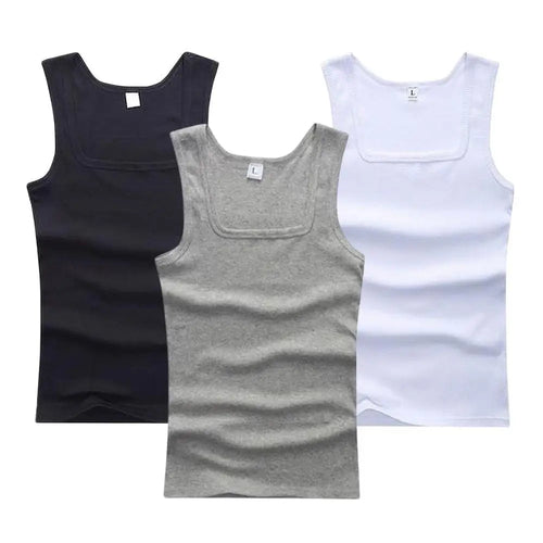 3pcs/lot Cotton Mens Tank Tops Sleeveless Solid Muscle Vest Undershirts