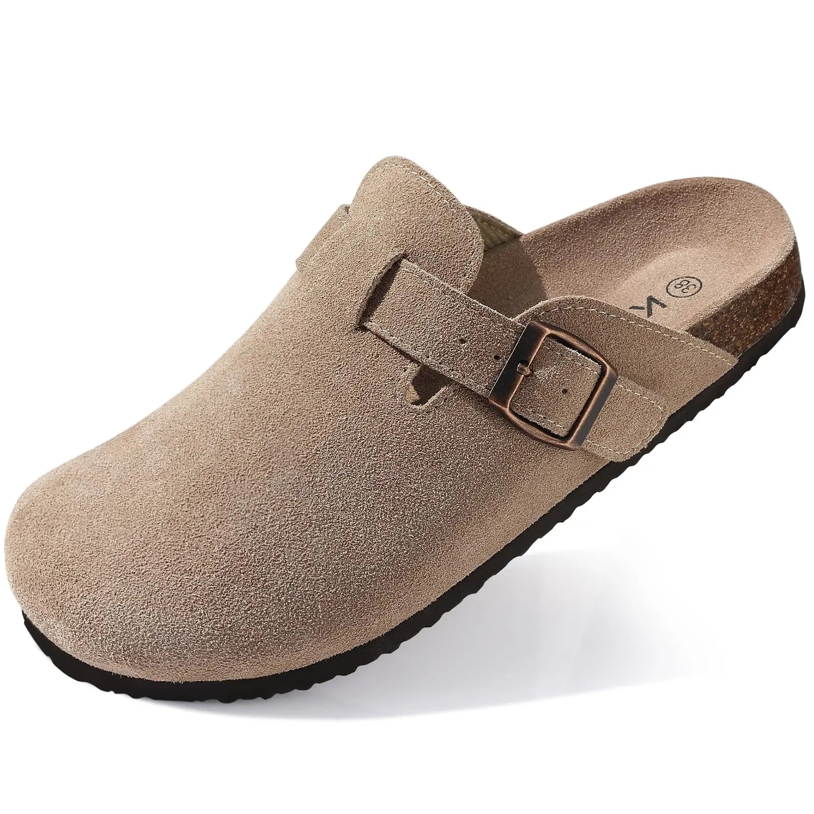 Litfun Retro Cork Clogs Slippers For Men Fashion Men Mules Shoe with Arch Support Unisex Classic Beach Shoes Men's Suede Sandals