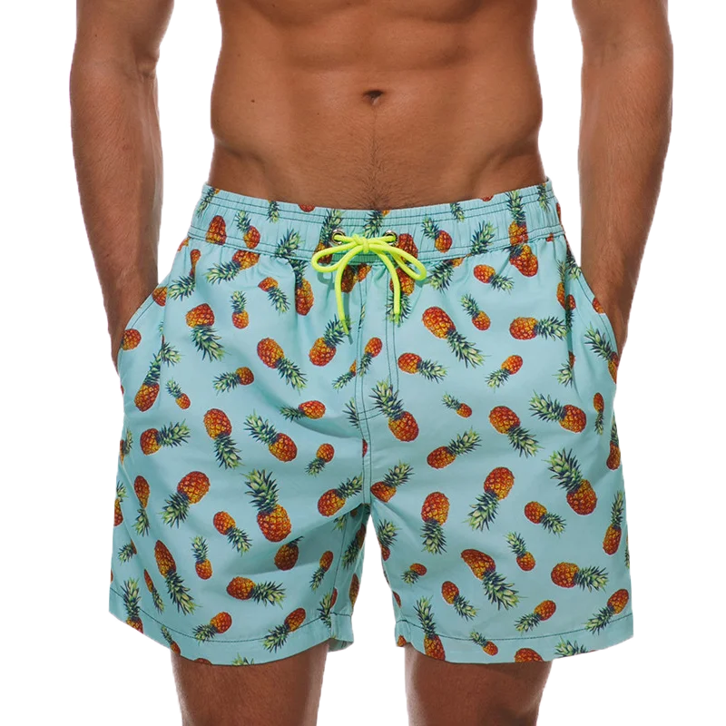 Summer Men Beach Print Shorts Surfing Swimwear Fitness Workout Trunks Male Sportswear With Pockets Pants