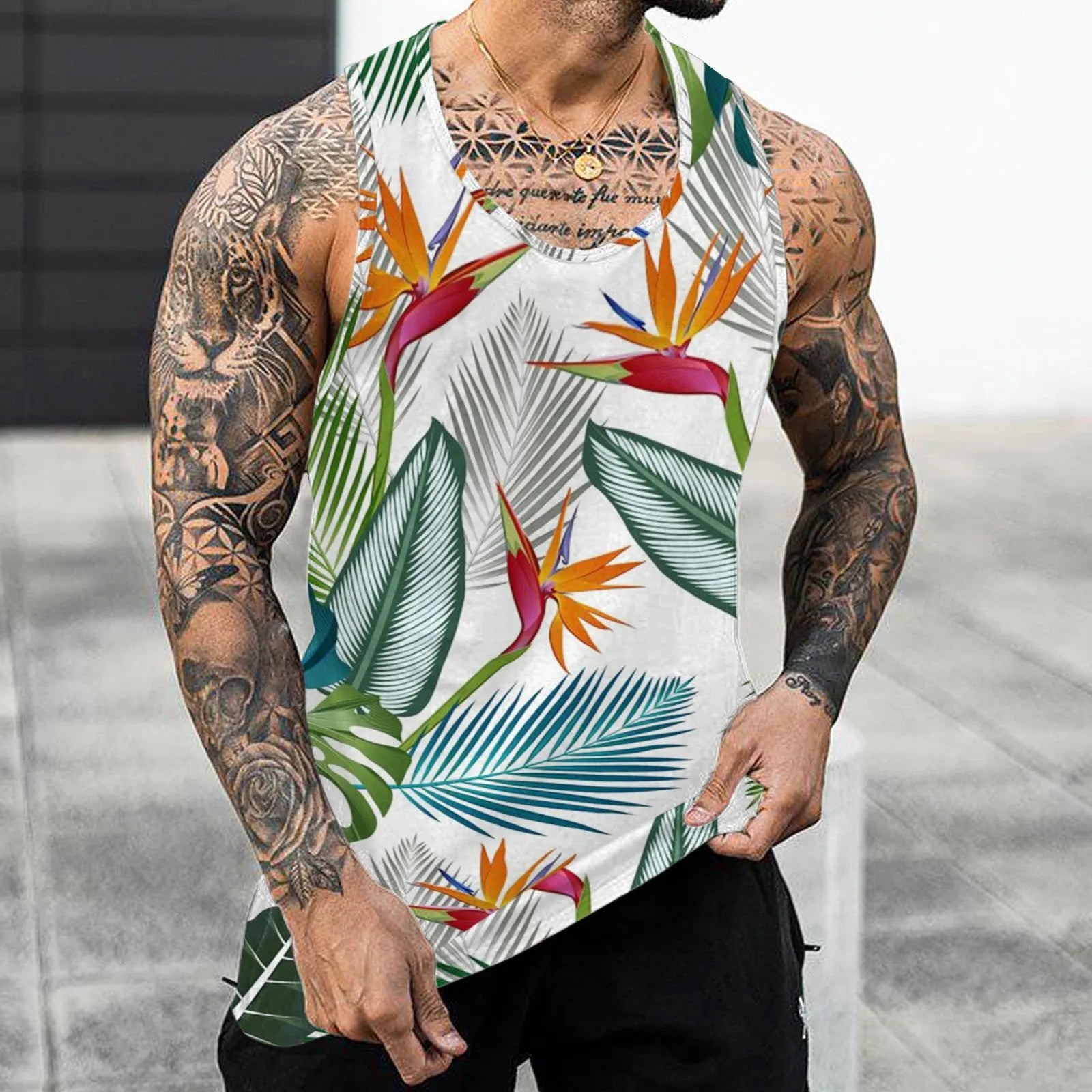 Hawaiian Fashion Men's Sleeveless Tank Top