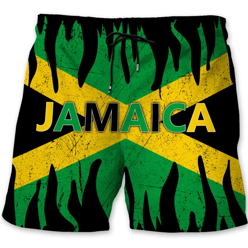 Men's 3D printed beach shorts, surfboard shorts, summer vacation swimming trunks, quick-drying ice silk shorts