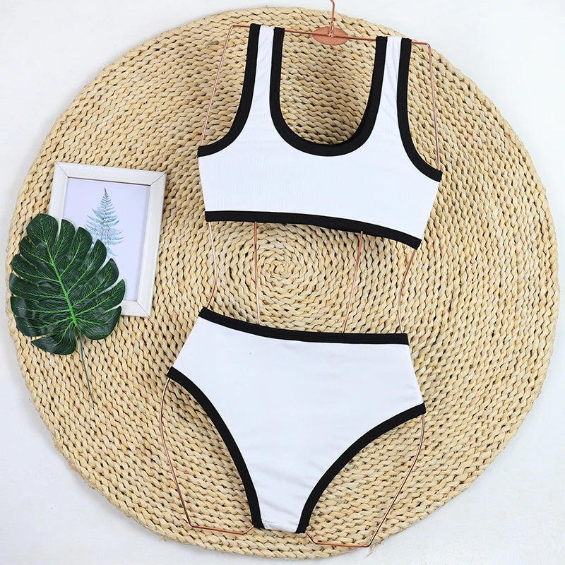 Woman Swimwear 2026 High Waist Bikinis Shorts Women's Swimsuit Luxury Ribbed Two-piece Bathing Suits Summer Bikini Set Swim Suit