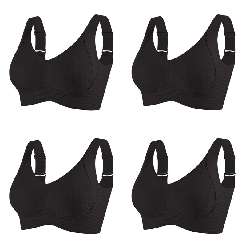 4PC Seamless Wireless Bras for Women Large Size Push Up Bra Comfort Underwear Anti-Sagging Bralette Female Lingerie