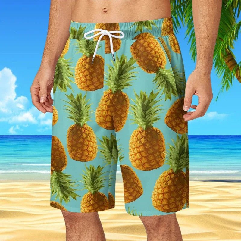 Men's Hawaiian Beach Shorts Coconut Tree 3D Print Quick Dry Oversized Surfing Board Shorts Summer Swimsuits Trunks Man Clothing
