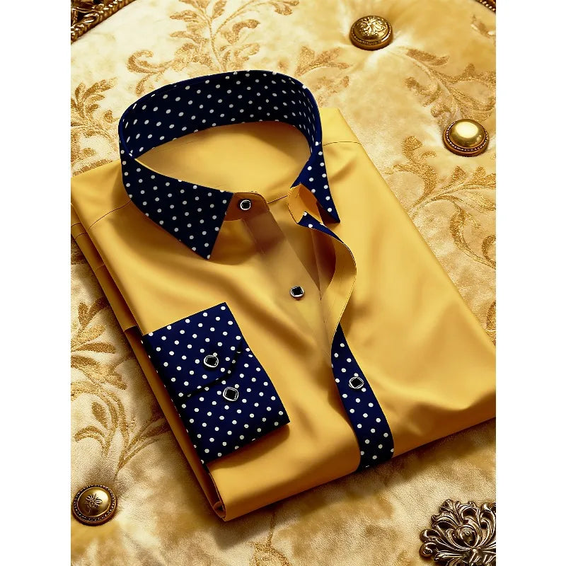 Men's Shirt Brand New Arrival Patchwork Four Season Tuxedo Long Sleeve Smart Casual Elastic Male Business Shirts