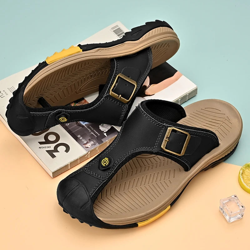 Leisure Walk Summer Slippers for Men Soft Sole Slides Outdoor Male Flip Flops All-match Casual Sandals Travel Wading Aqua Shoes