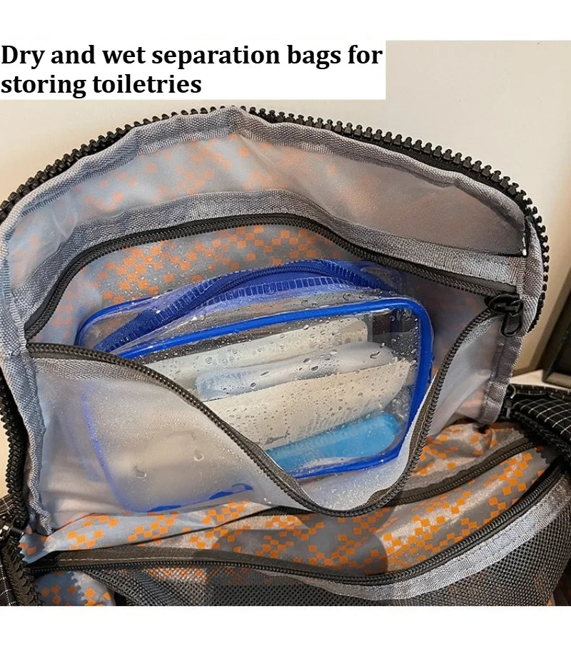 Large Capacity Dry Wet Separation Tote Bag, Water-resistant Nylon Duffle Bag with Adjustable Strap for Hiking Camping Travel