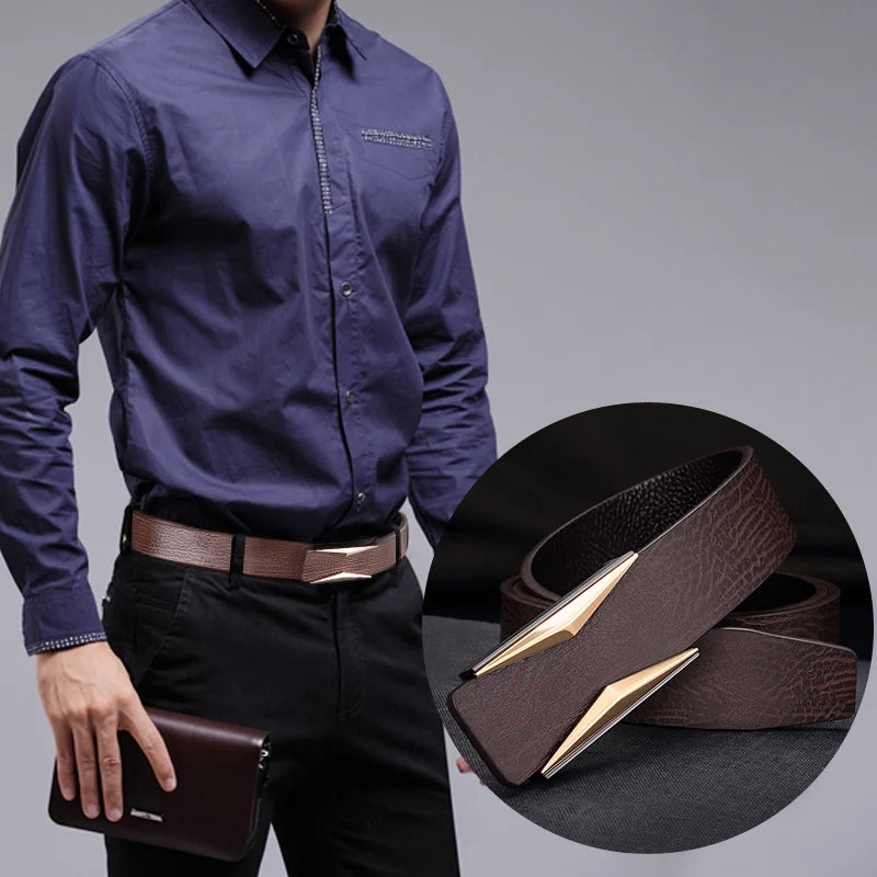 Luxury Brand Belts for Men  Fashion Shiny Coffee Design Buckle High Quality Waist Shaper Leather genuine Belts