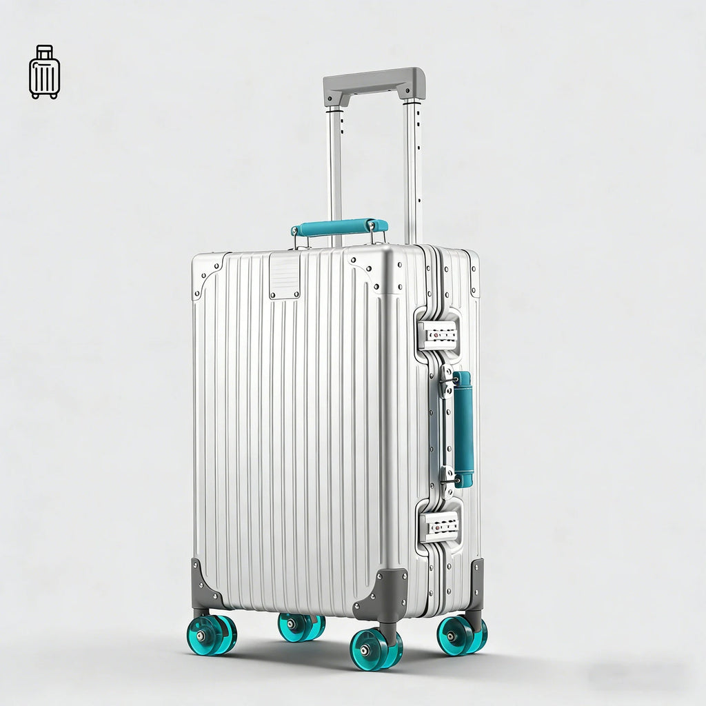 Jelly wheel all-aluminum magnesium alloy suitcase 20-inch carry-on luggage, sit-on suitcase with lock, 28-inch telescopic handle