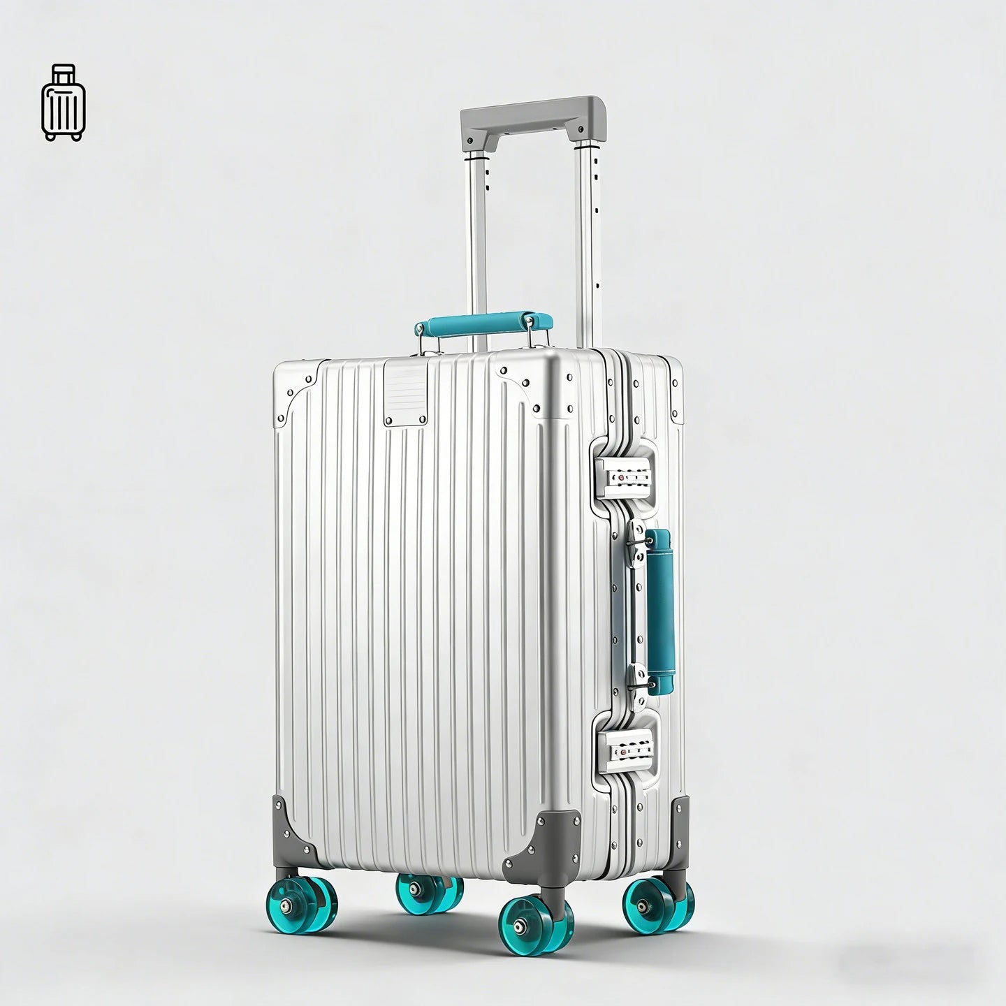 Jelly wheel all-aluminum magnesium alloy suitcase 20-inch carry-on luggage, sit-on suitcase with lock, 28-inch telescopic handle
