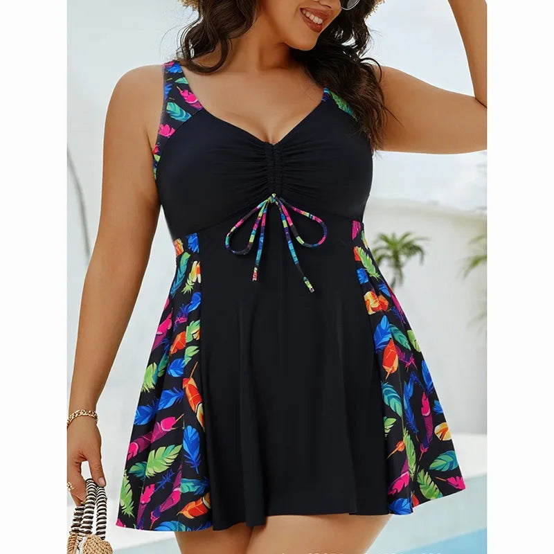 2 Pieces Leopard Plus Size Swimwear