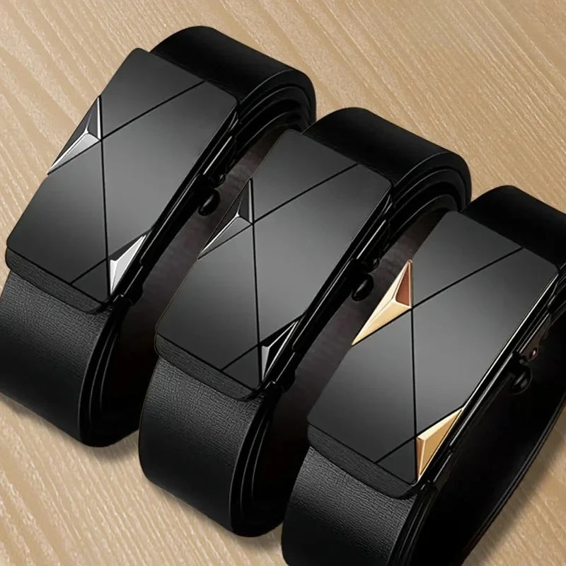 Men's Leather Belt Fashion Automatic Buckle Cowskin Male Belts Luxury Designer Black belt