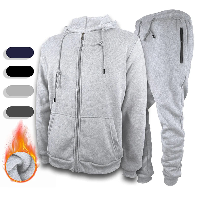 Men's 2 Pieces Tracksuits Hooded Athletic Jogging suits Sets Casual Outfits Fleece Sweatsuit with Zipper Pockets