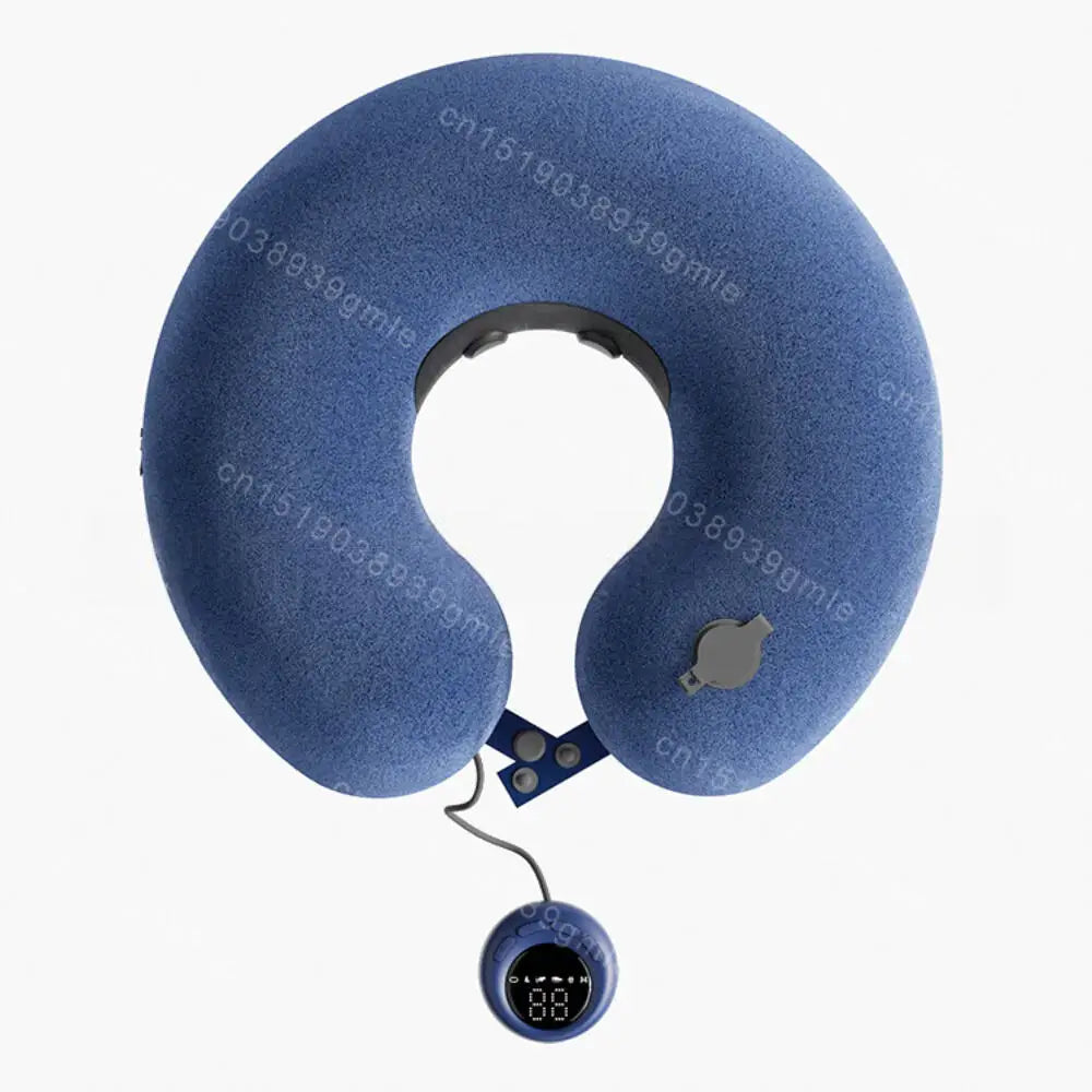 Portable Inflatable U-Shaped Neck Pillow Massage Pillows Travel Camping Lunch Break Office Nap Neck Support