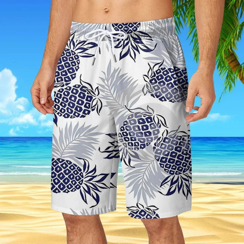 Men's Hawaiian Beach Shorts Coconut Tree 3D Print Quick Dry Oversized Surfing Board Shorts Summer Swimsuits Trunks Man Clothing