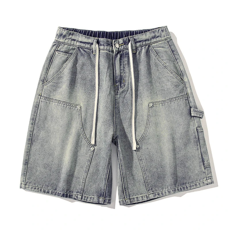 Fashion Streetwear Men's Denim Shorts Summer Loose Vintage